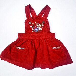 Baby Girl's 6m Starting Out Rust Floral Embroidered Corduroy Dress